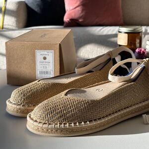 Rothy’s “The Espadrille” in Gold Stripe, size 7.5